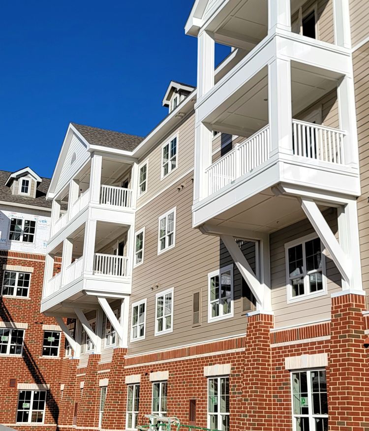 Commercial balconies with metal railings