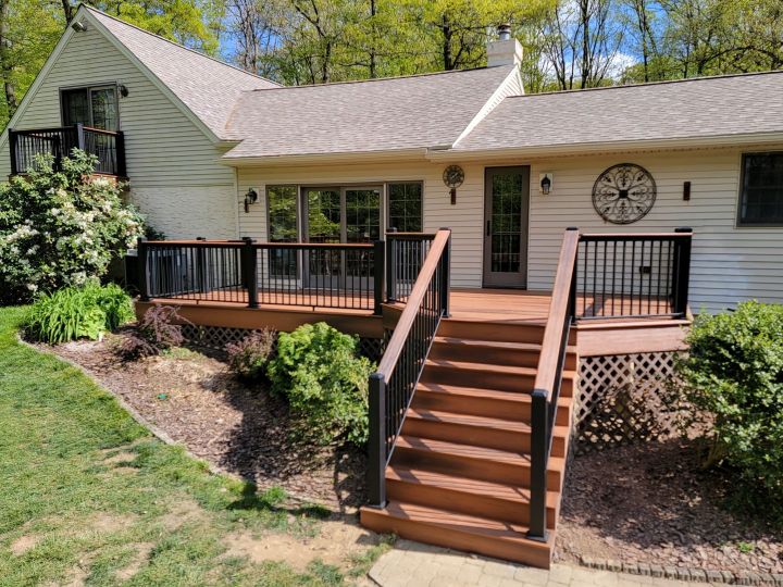 Finished porch with comfortable outdoor seating