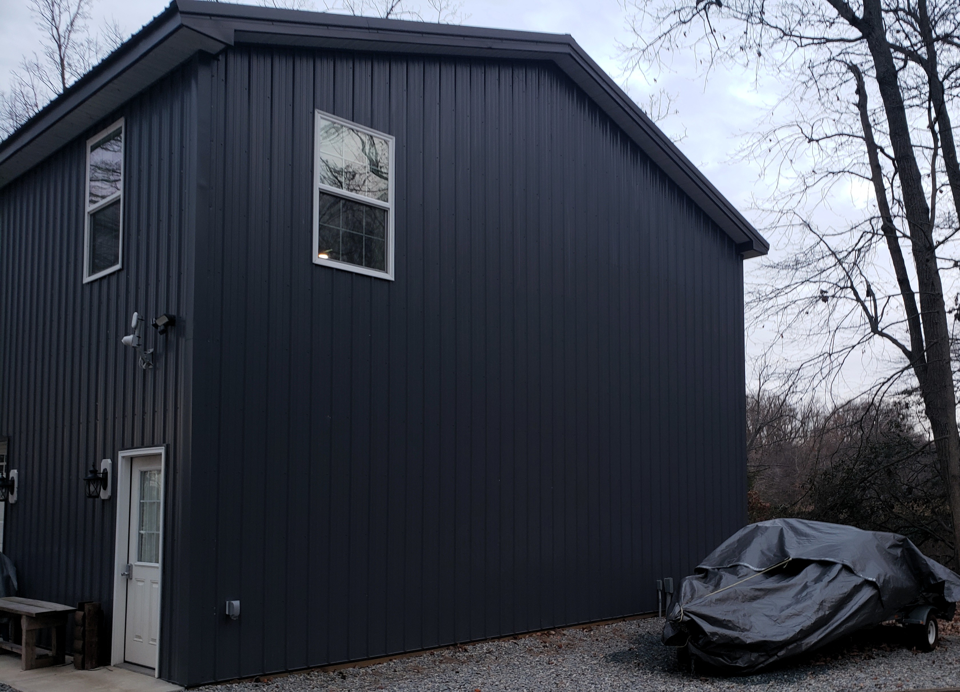 Metal siding installation with clean exterior lines
